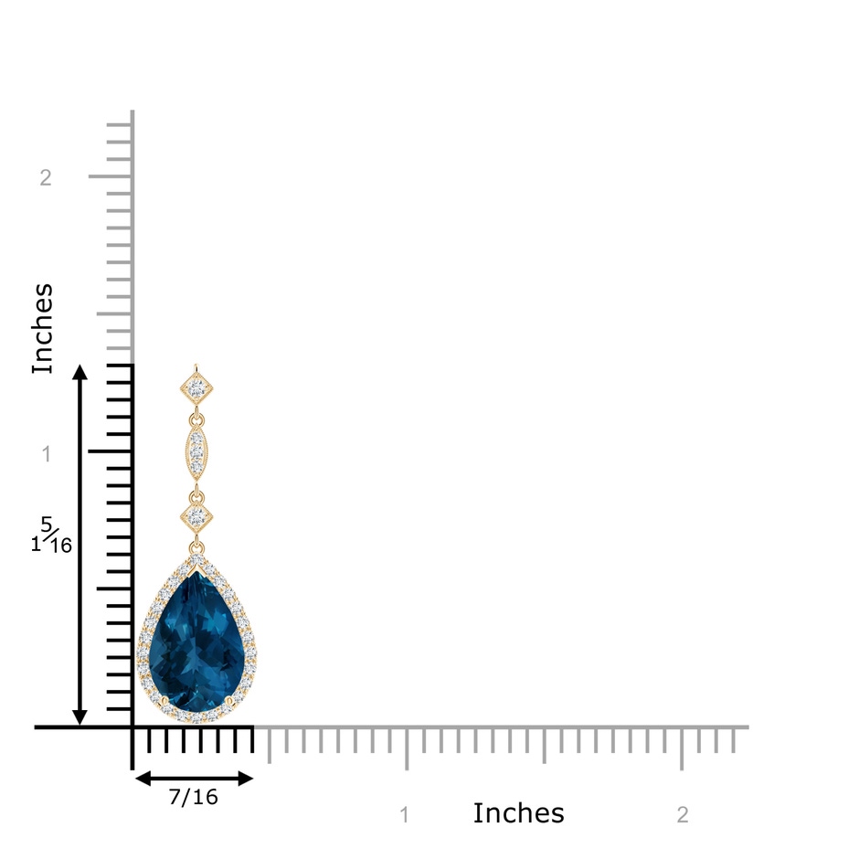 12x8mm AAA London Blue Topaz Teardrop Pendant with Diamond Accents in Yellow Gold product image