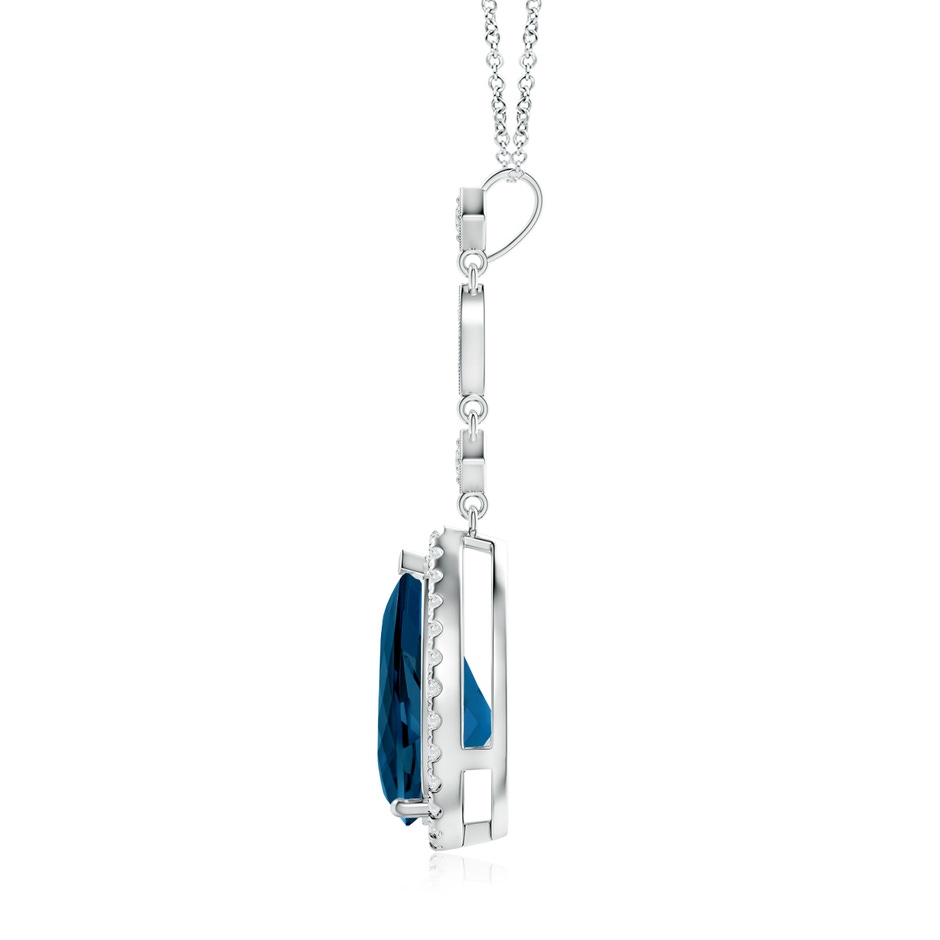 12x8mm AAAA London Blue Topaz Teardrop Pendant with Diamond Accents in P950 Platinum product image