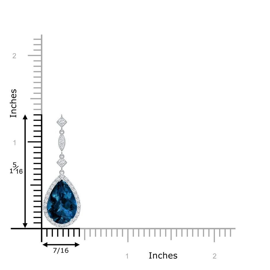 12x8mm AAAA London Blue Topaz Teardrop Pendant with Diamond Accents in P950 Platinum product image