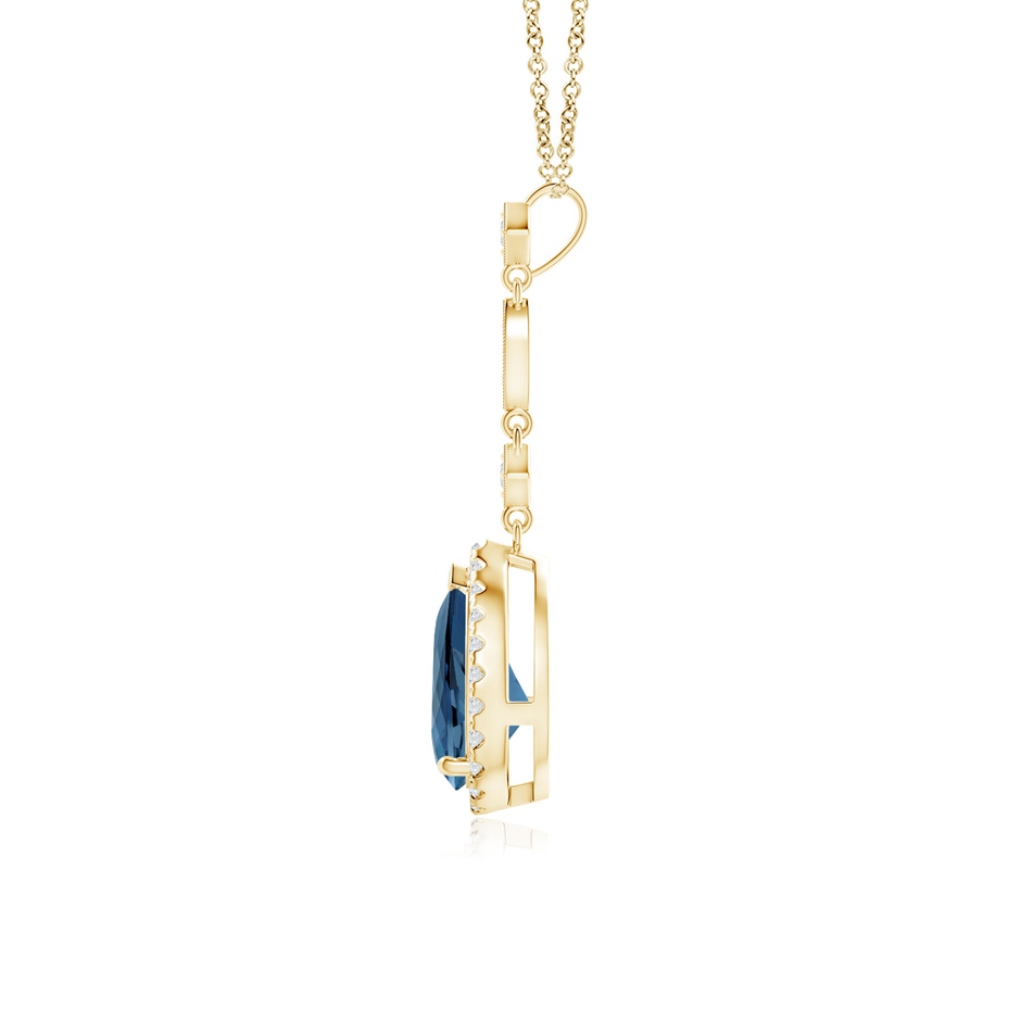 9x6mm A London Blue Topaz Teardrop Pendant with Diamond Accents in 9K Yellow Gold product image
