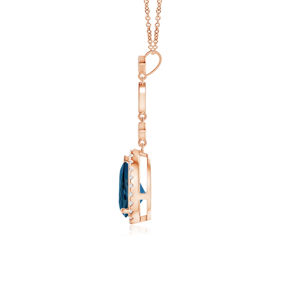 9x6mm AAA London Blue Topaz Teardrop Pendant with Diamond Accents in Rose Gold product image