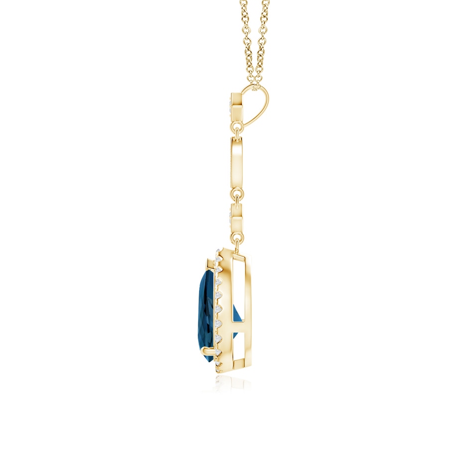 9x6mm AAA London Blue Topaz Teardrop Pendant with Diamond Accents in Yellow Gold product image