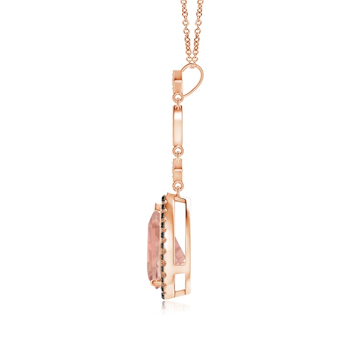 10x7mm AAAA Morganite Teardrop Pendant with Coffee & White Diamonds in Rose Gold Product Image