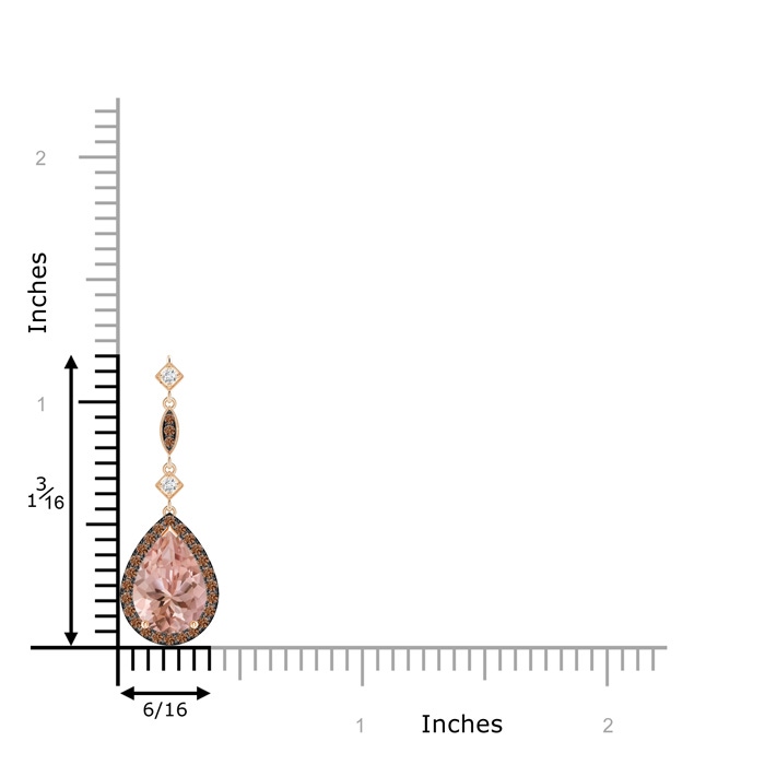 10x7mm AAAA Morganite Teardrop Pendant with Coffee & White Diamonds in Rose Gold Product Image