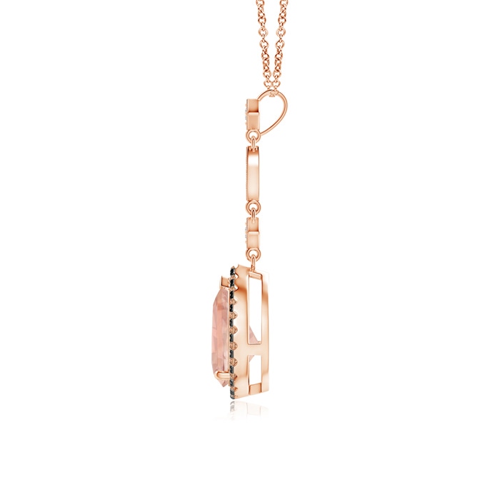 9x6mm AAA Morganite Teardrop Pendant with Coffee & White Diamonds in Rose Gold Product Image
