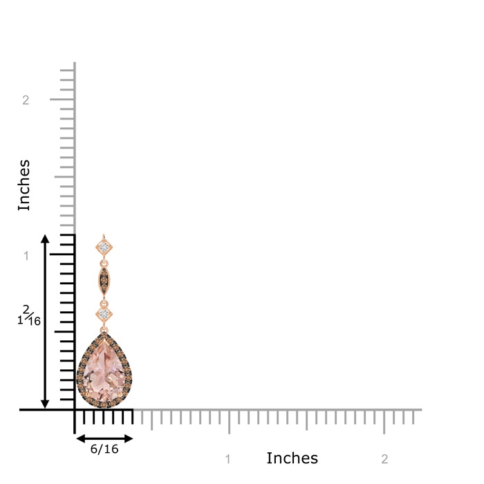 9x6mm AAA Morganite Teardrop Pendant with Coffee & White Diamonds in Rose Gold Product Image