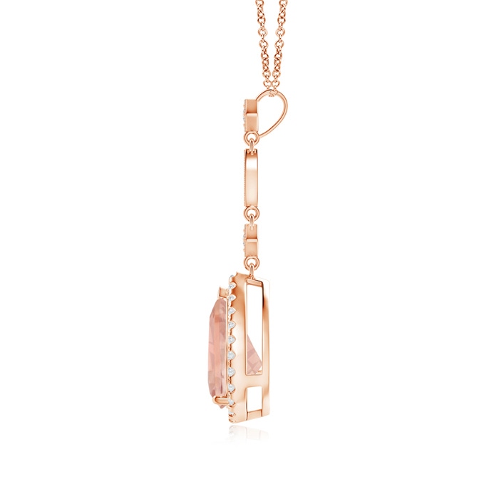 10x7mm AAA Morganite Teardrop Pendant with Diamond Accents in Rose Gold product image