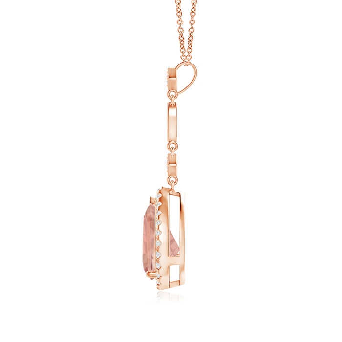 10x7mm AAAA Morganite Teardrop Pendant with Diamond Accents in Rose Gold Product Image
