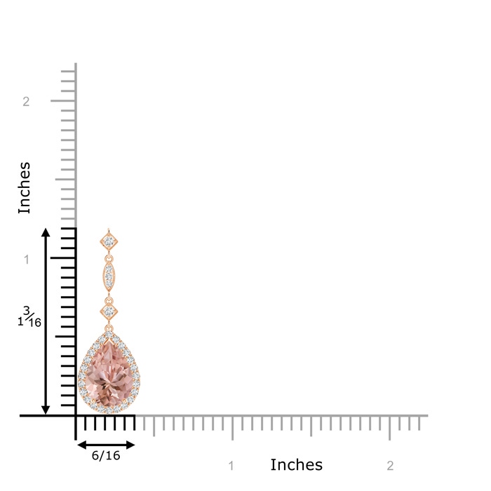10x7mm AAAA Morganite Teardrop Pendant with Diamond Accents in Rose Gold Product Image