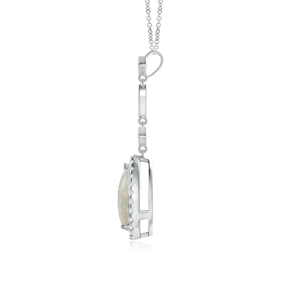 10x7mm AAA Prong-Set Opal Teardrop Halo Pendant with Diamond Accents in White Gold side 199