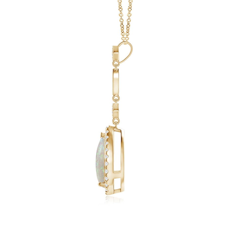 10x7mm AAA Prong-Set Opal Teardrop Halo Pendant with Diamond Accents in Yellow Gold side 199