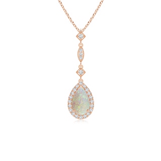 8x5mm AAA Opal Teardrop Pendant with Diamond Accents in 9K Rose Gold