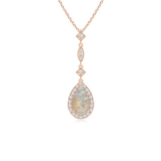 8x5mm AAAA Opal Teardrop Pendant with Diamond Accents in Rose Gold