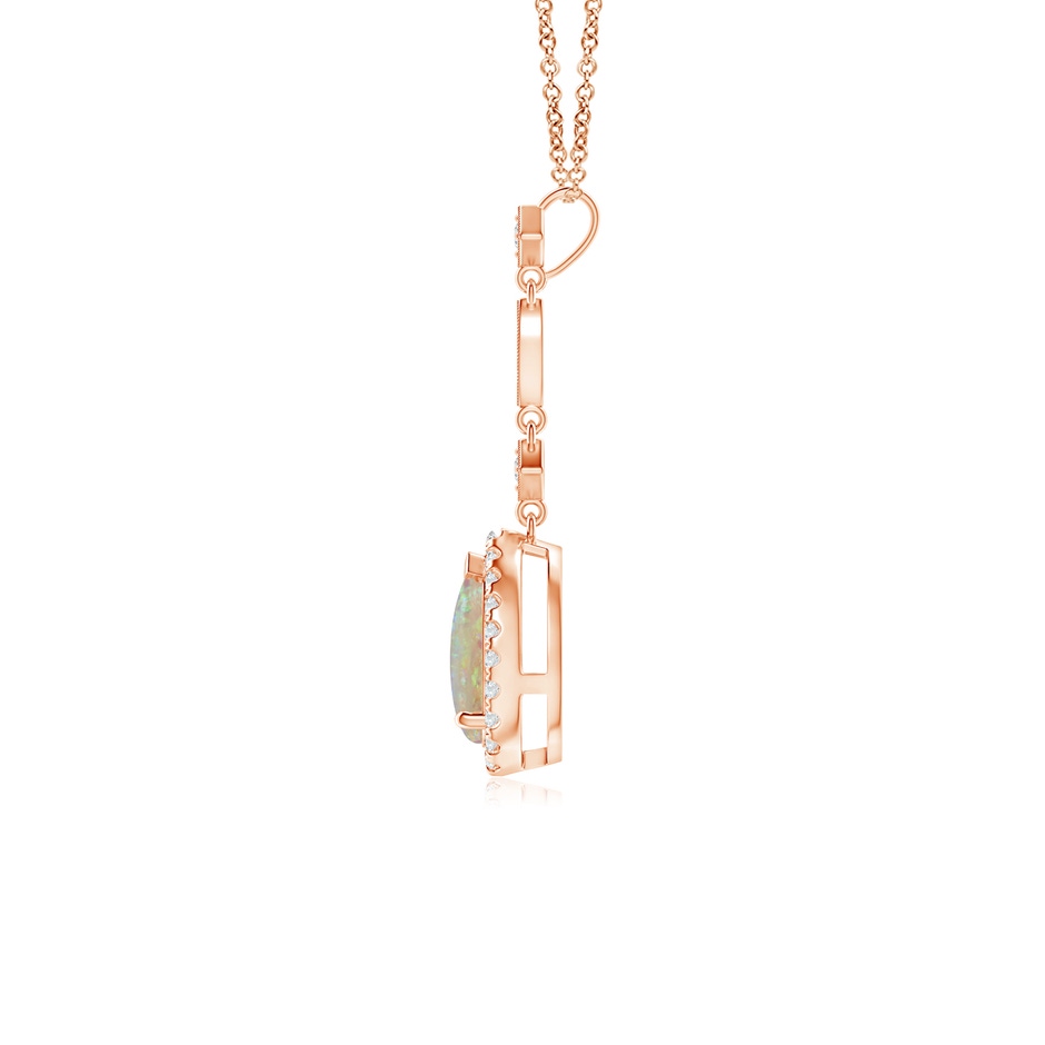8x5mm AAAA Prong-Set Opal Teardrop Halo Pendant with Diamond Accents in Rose Gold side 199
