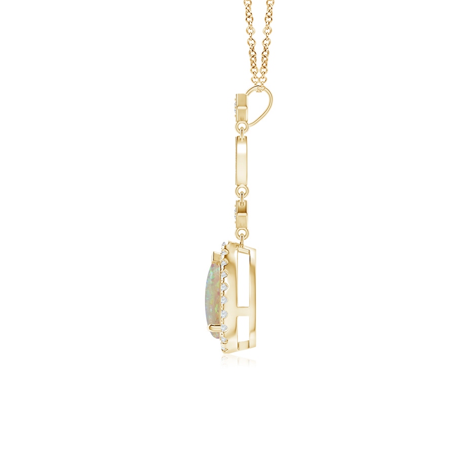 8x5mm AAAA Prong-Set Opal Teardrop Halo Pendant with Diamond Accents in Yellow Gold side 199