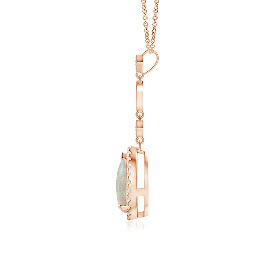 9x6mm AAA Prong-Set Opal Teardrop Halo Pendant with Diamond Accents in Rose Gold side 199