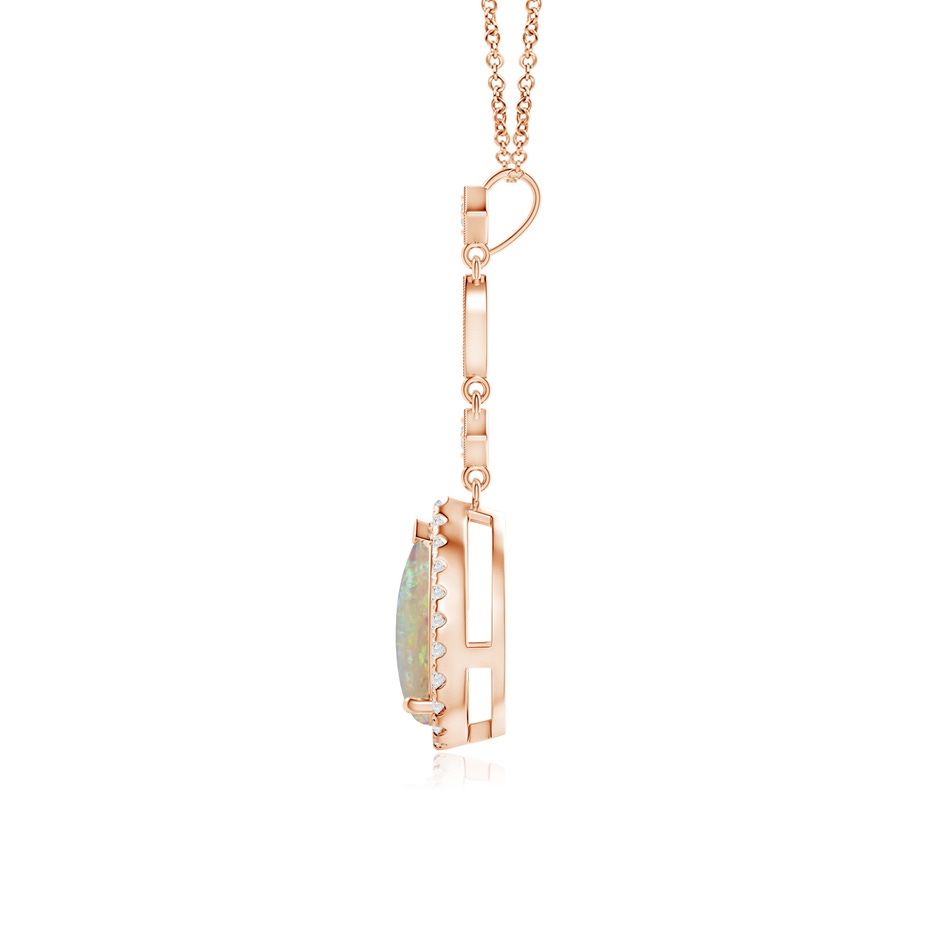 9x6mm AAAA Prong-Set Opal Teardrop Halo Pendant with Diamond Accents in 10K Rose Gold side 199