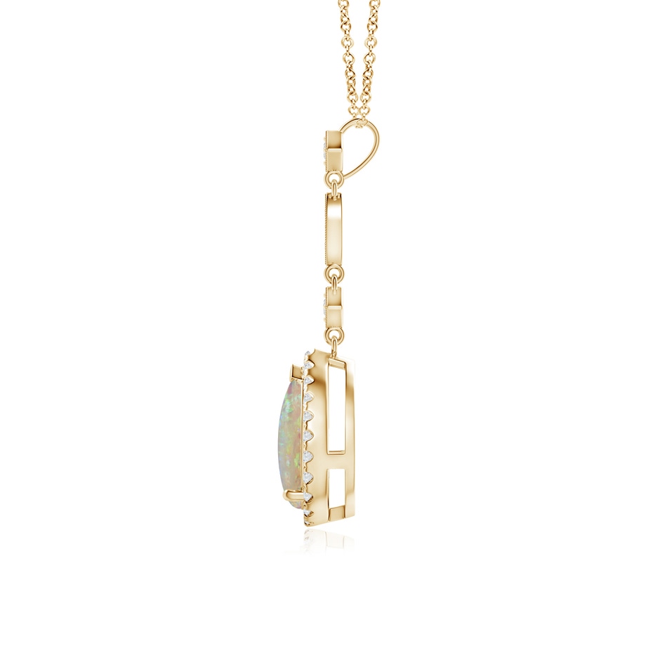 9x6mm AAAA Prong-Set Opal Teardrop Halo Pendant with Diamond Accents in Yellow Gold side 199
