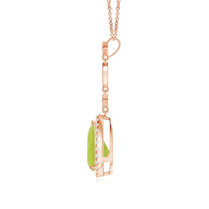 10x7mm A Peridot Teardrop Pendant with Diamond Accents in Rose Gold product image