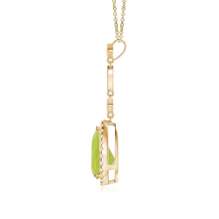 10x7mm A Peridot Teardrop Pendant with Diamond Accents in Yellow Gold product image