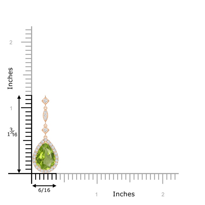10x7mm AA Peridot Teardrop Pendant with Diamond Accents in Rose Gold product image