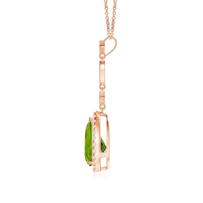 10x7mm AAA Peridot Teardrop Pendant with Diamond Accents in Rose Gold product image