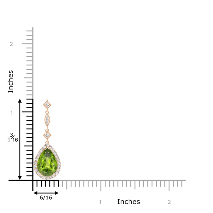 10x7mm AAA Peridot Teardrop Pendant with Diamond Accents in Rose Gold product image