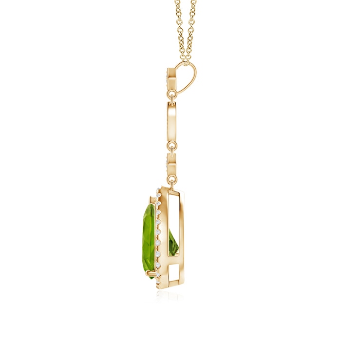 10x7mm AAA Peridot Teardrop Pendant with Diamond Accents in Yellow Gold product image