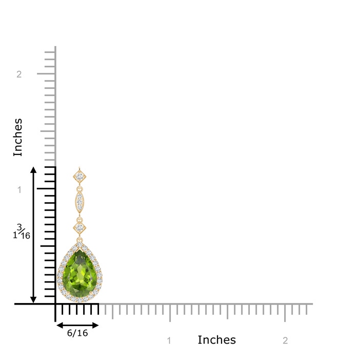 10x7mm AAA Peridot Teardrop Pendant with Diamond Accents in Yellow Gold product image