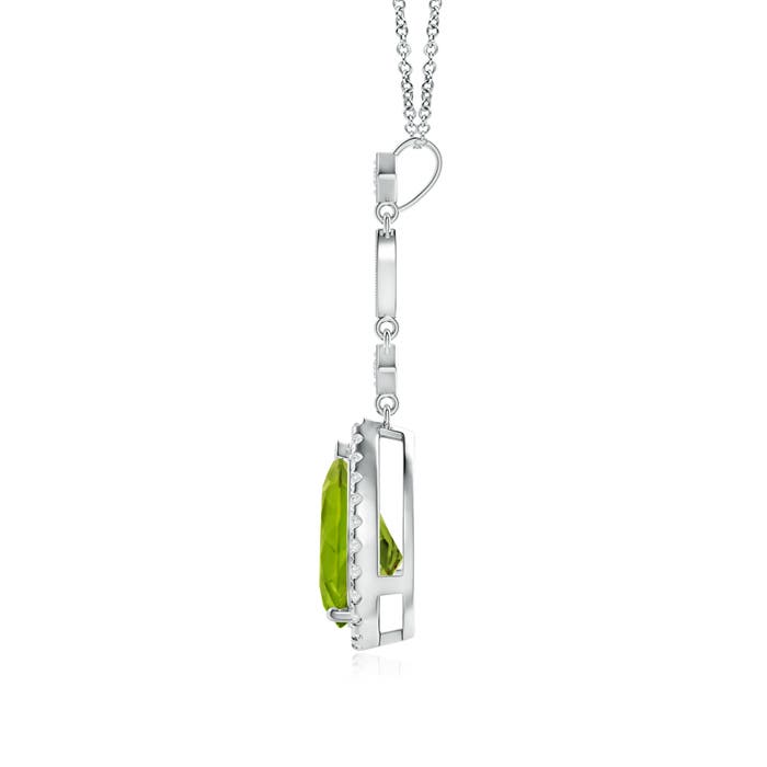 10x7mm AAAA Peridot Teardrop Pendant with Diamond Accents in P950 Platinum