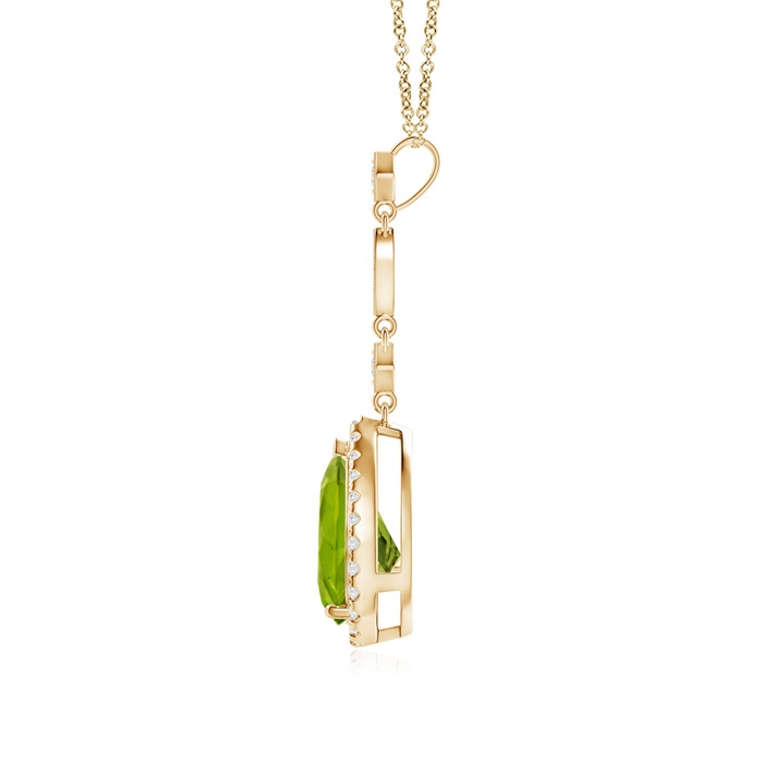 10x7mm AAAA Peridot Teardrop Pendant with Diamond Accents in Yellow Gold product image