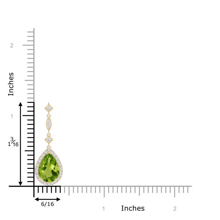 10x7mm AAAA Peridot Teardrop Pendant with Diamond Accents in Yellow Gold product image