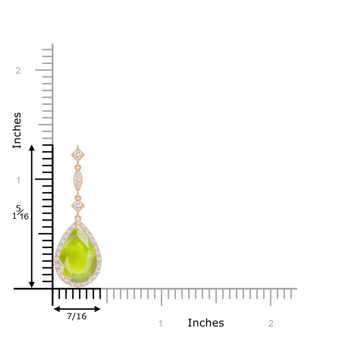 12x8mm A Peridot Teardrop Pendant with Diamond Accents in Rose Gold product image