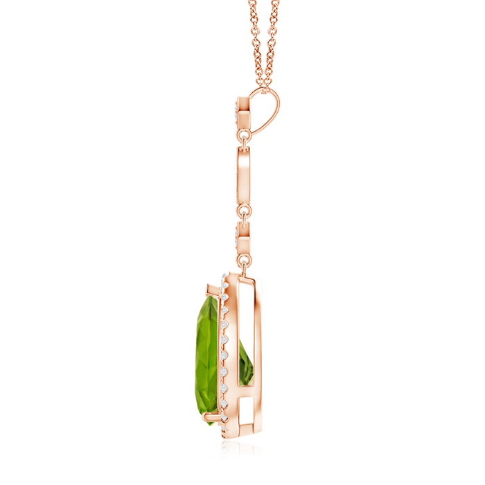 12x8mm AAA Peridot Teardrop Pendant with Diamond Accents in Rose Gold product image
