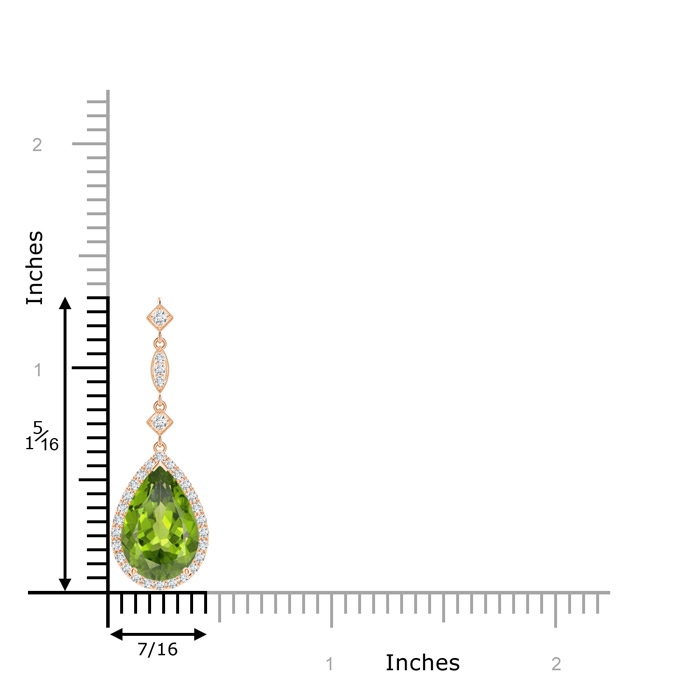 12x8mm AAA Peridot Teardrop Pendant with Diamond Accents in Rose Gold product image