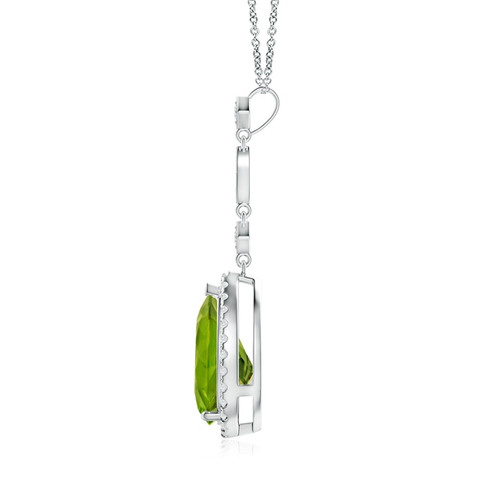 12x8mm AAA Peridot Teardrop Pendant with Diamond Accents in White Gold Product Image