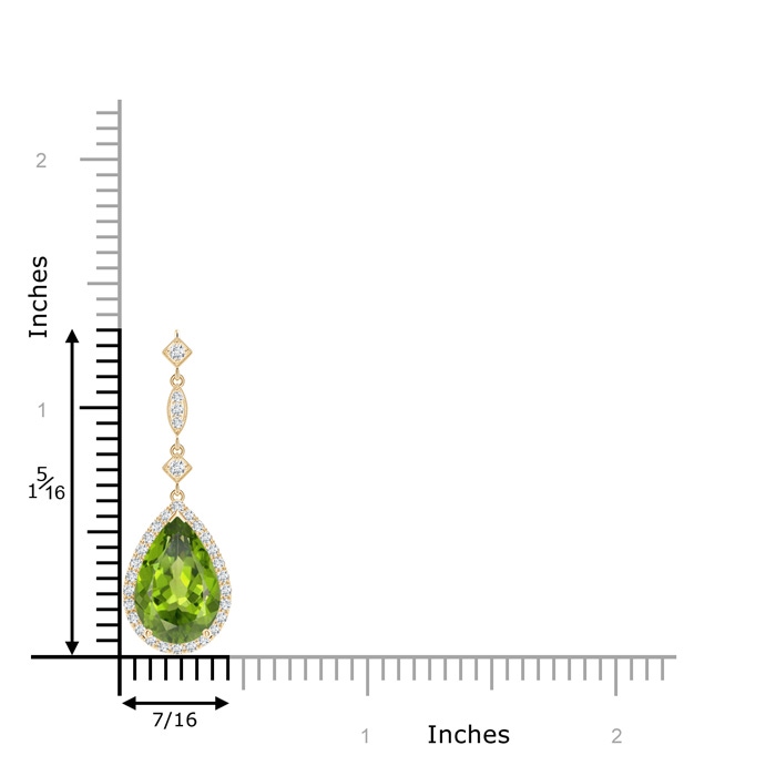 12x8mm AAA Peridot Teardrop Pendant with Diamond Accents in Yellow Gold product image