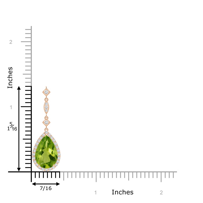 12x8mm AAAA Peridot Teardrop Pendant with Diamond Accents in Rose Gold product image