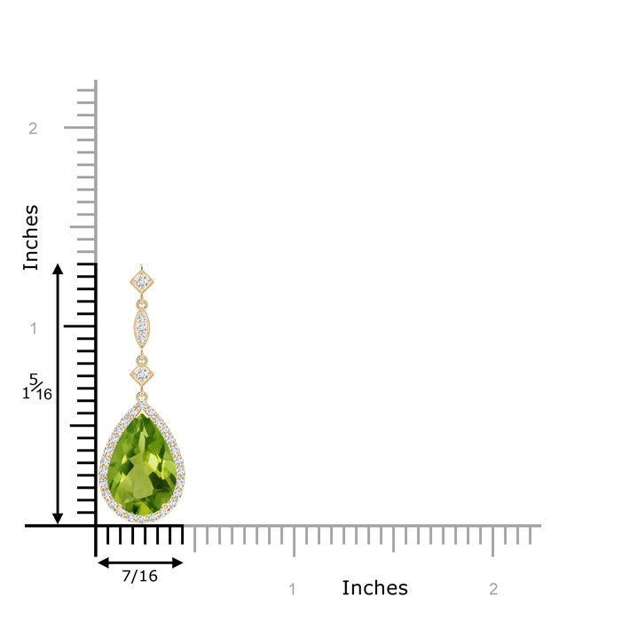 12x8mm AAAA Peridot Teardrop Pendant with Diamond Accents in Yellow Gold product image