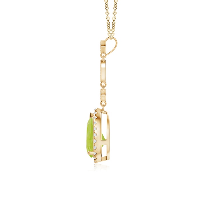 9x6mm A Peridot Teardrop Pendant with Diamond Accents in Yellow Gold product image
