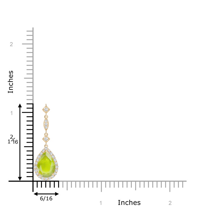 9x6mm A Peridot Teardrop Pendant with Diamond Accents in Yellow Gold product image