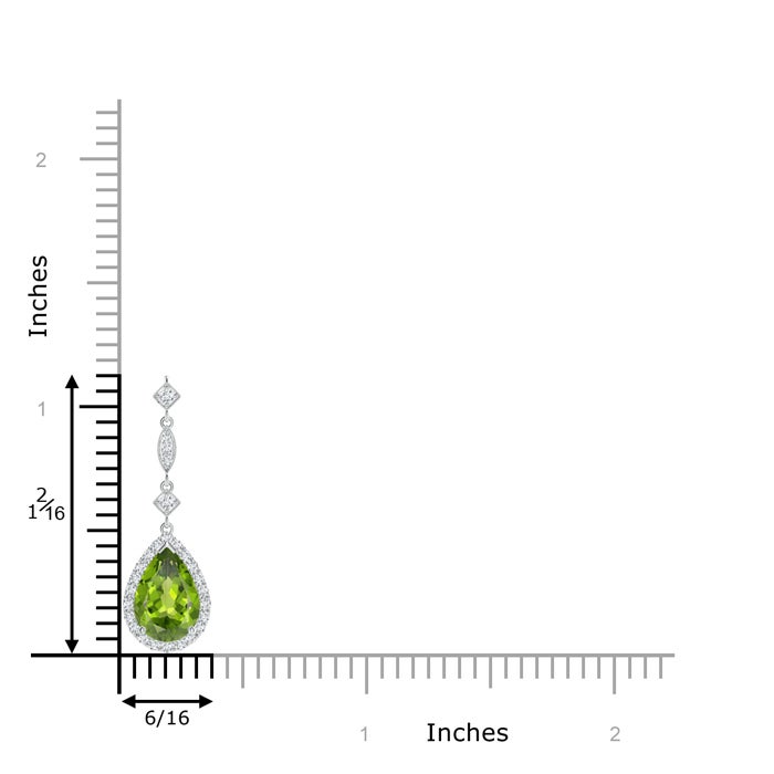 9x6mm AAA Peridot Teardrop Pendant with Diamond Accents in White Gold - ruler