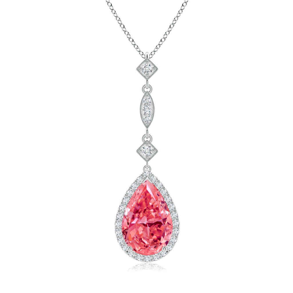 12x8mm AAAA Fancy Intense Pink Diamond Teardrop Pendant in P950 Platinum