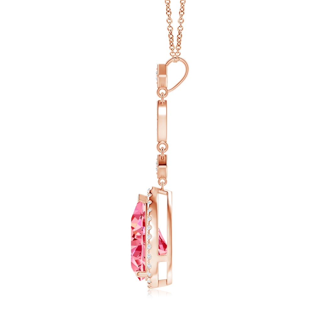 12x8mm AAAA Fancy Intense Pink Diamond Teardrop Pendant in Rose Gold - side 199