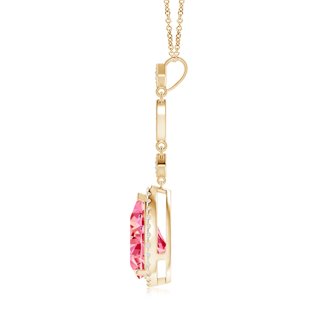 12x8mm AAAA Fancy Intense Pink Diamond Teardrop Pendant in Yellow Gold - side 199
