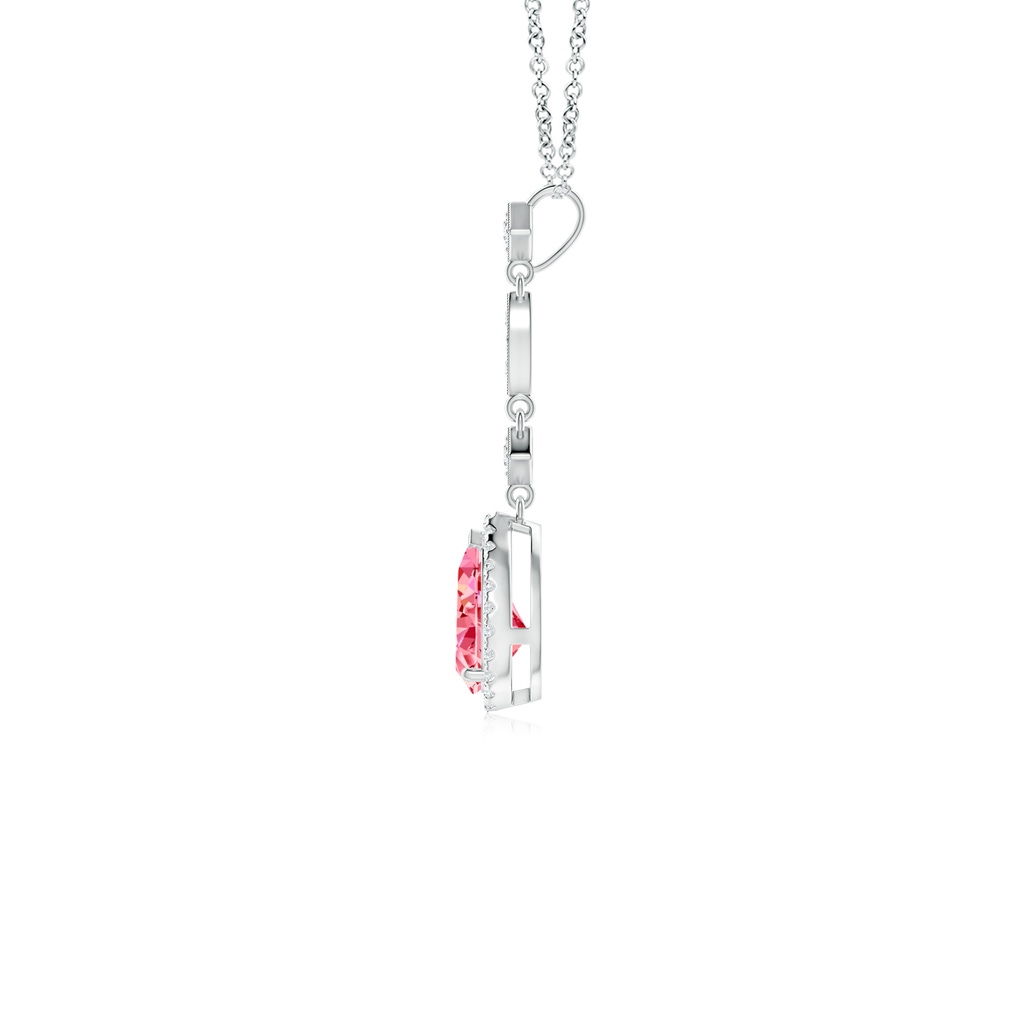 7x5mm AAAA Fancy Intense Pink Diamond Teardrop Pendant in White Gold - side 199