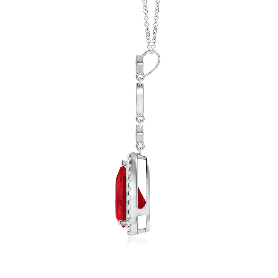 10x8mm AAA Ruby Teardrop Pendant with Diamond Accents in White Gold side 199