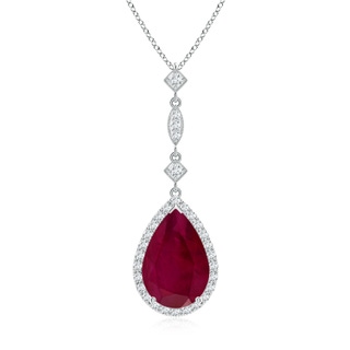 12x10mm A Ruby Teardrop Pendant with Diamond Accents in P950 Platinum