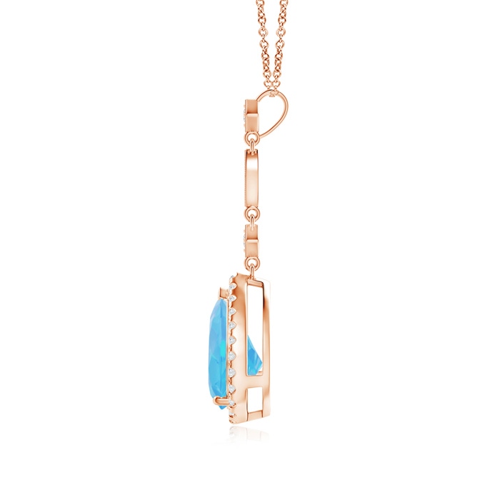 10x7mm A Swiss Blue Topaz Teardrop Pendant with Diamond Accents in Rose Gold product image