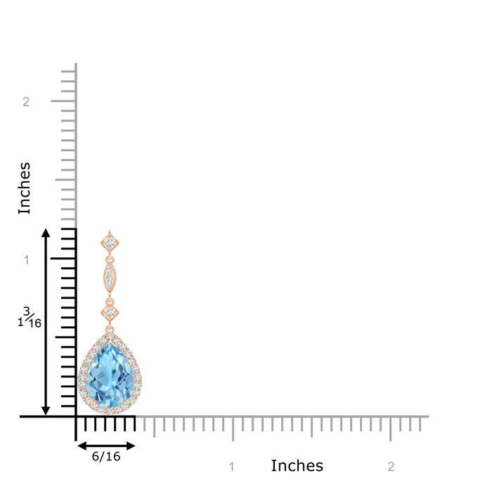 10x7mm A Swiss Blue Topaz Teardrop Pendant with Diamond Accents in Rose Gold product image